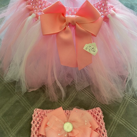 Pink and White Tutu 6-12 months matching headband - Picture 7 of 7